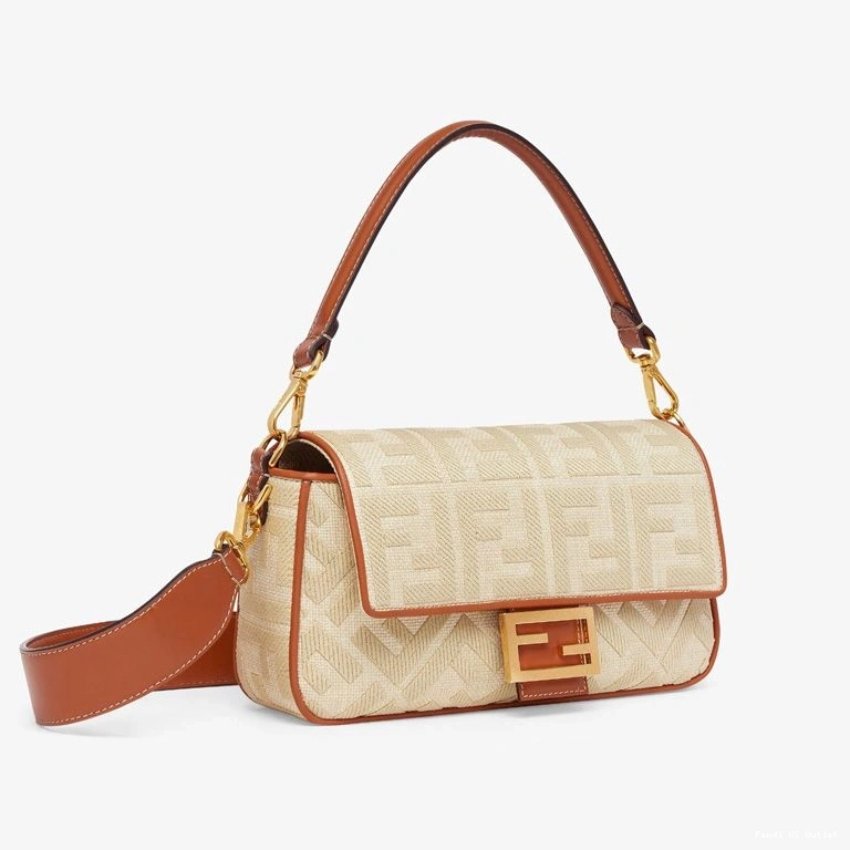 Cheap HOT Motif In Bag Beige FF Medium Fendi Baguette Straw 0814